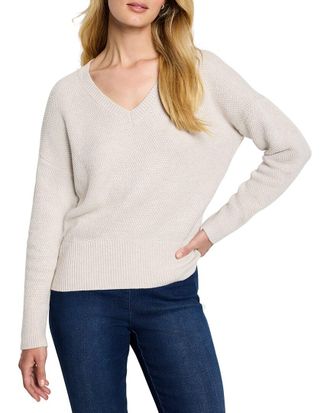 Nic+Zoe Nic+Zoe Tuck Stitch V-Neck Sweater