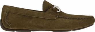 Ferragamo Mens Driver With Gancini Ornament Loafer In Muschio