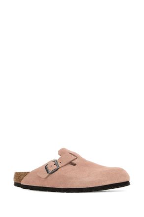 Birkenstock Unisex Pastel Pink Suede Boston Slippers Flat Shoes