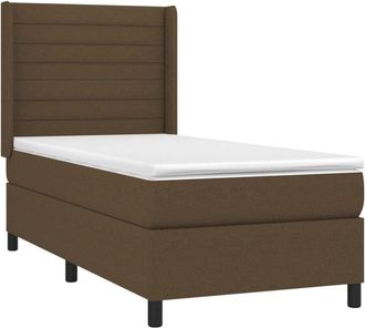 vidaXL Vidaxl - Cama Box Spring Con Colch&oacute;n Tela Marr&oacute;n Oscuro 90x190 Cm
