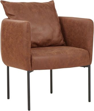 Beliani Beliani - Stylish Faux Leather Armchair with Cushion Black Iron Legs Retro Style Brown Malmos
