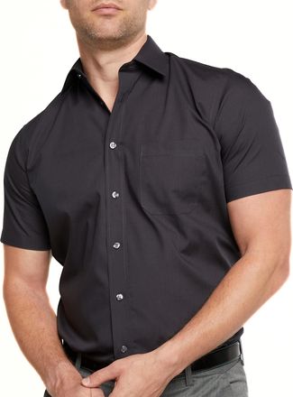 Double TWO Mens Short Sleeve Shirt White Button Down Formal Business Casual Shirt