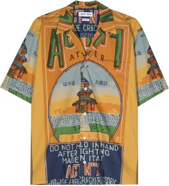 ACT Nº1 temple-print cotton shirt - women - Cotton - M - Orange