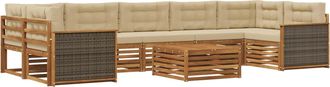vidaXL Conjunto De Sof&aacute;s De Exterior 8 Uds. Natural Y Beige Vidaxl
