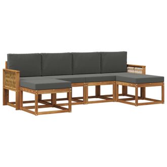 vidaXL Conjunto De Sof&aacute;s De Exterior 6 Pcs Natural Y Antracita Vidaxl