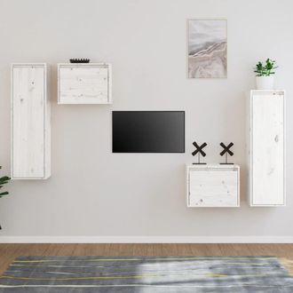 Berkfield Home TV Cabinets 4 pcs White Solid Wood Pine