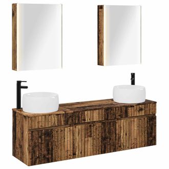 vidaXL Juego De Muebles De Ba&ntilde;o 5 Pcs Madera Envejecida Vidaxl