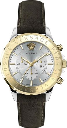 Versace Chrono Signat. 44 - Heren - Horloges - Geel - ONE Size - Leer - Accessoires