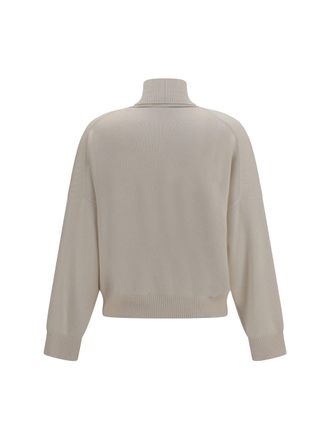 Brunello Cucinelli Womens Cashmere Turtleneck Sweater English White Kashmir-Capra Hircus Kashmir/capra