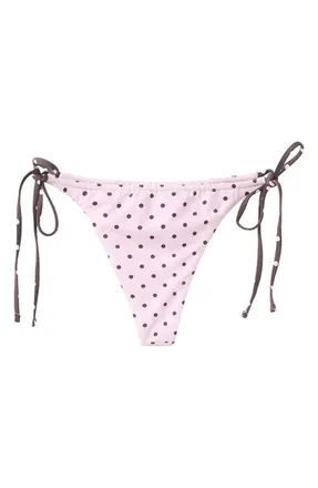 Mango Polka Dot Brazilian Cut Bikini Bottoms in Light Pink at Nordstrom, Size Medium