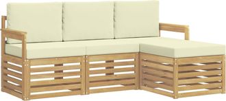 vidaXL Conjunto De Sof&aacute;s De Exterior 4 Uds. Blanco Y Crema Poli&eacute;ster Vidaxl