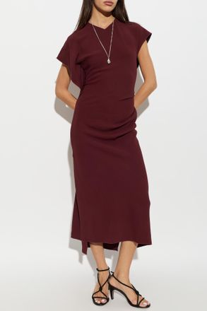 Victoria Beckham Dress With Draping At The Waist, Womens, Burgundy