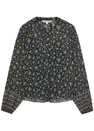 Veronica Beard Lollie Floral-print Silk Blouse - Dark Green - S (UK8-10 / S)
