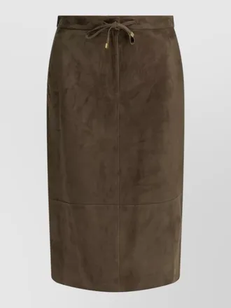 Max Mara suede midi skirt knee length plain