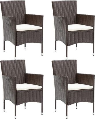 vidaXL Vidaxl - Sillas de comedor para jardín 4 unidades ratán sintético marrón