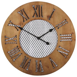 Beliani Reloj De Pared Madera Oscura Redondo &Oslash; 60 Cm Hecho A Mano Con Forma De Diamante Cuilco