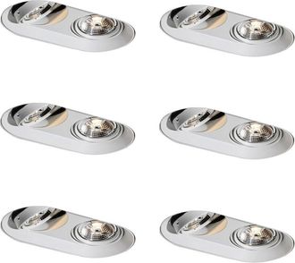 QAZQA Set of 6 Rounded Recessed Spotlights White GU10 70mm 2-Light - Hubs