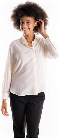 Marella Zijden Cr&ecirc;pe de Chine Overhemd Cr&egrave;me - Dames - Overhemden - Beige - L - Overhemden