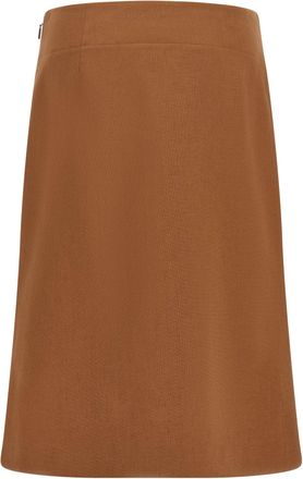 Fendi Linen-Blend Flared Skirt - Tobacco Brown