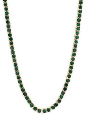 Nordstrom 3mm Cubic Zirconia Tennis Necklace in Emerald- Gold at Nordstrom Rack