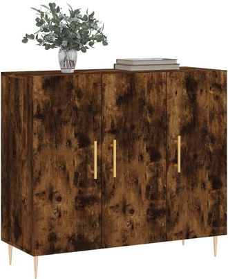 Berkfield Home Sideboard Smoked Oak 90x34x80 cm Engineered Wood in Brown | Size: 90 x 34 x 80 cm