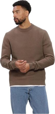 Selected Heren Truien & Vesten Slhdane Ls Knit Structure Crew Neck Noos - Heren - Ronde hals truien - Bruin - M - Truien & Vesten
