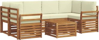 vidaXL Conjunto De Sof&aacute;s De Exterior 7 Uds. Natural Y Crema Vidaxl