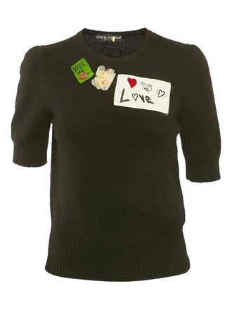 Dolce & Gabbana Trui met korte mouwen en applicatie - Zwart