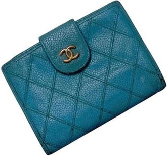 Chanel Pre-owned Bi-fold Portemonnee - Dames - Vintage Accessoires - Blauw - ONE Size - Leer - Vintage