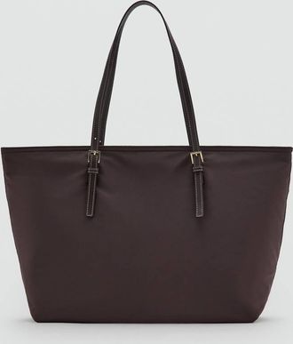 Mango Borsa shopper dettaglio fibbie cioccolato - Donna - Taglia unica - MANGO