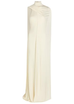 New Arrivals Umay Cape-effect Stretch-jersey Gown - Cream - 44 (UK16 / XL)