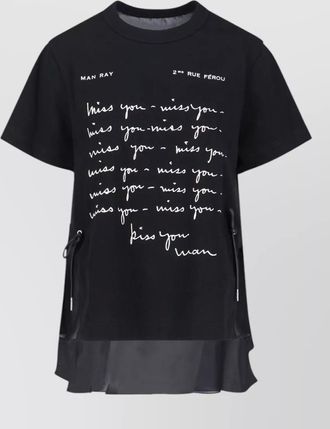 sacai short sleeve top round neck graphic