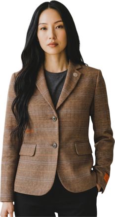 TruClothing Womens Oak Brown Tailored Check Tweed Blazer Formal Jacket - TPSTZ-7