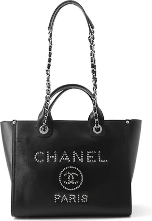 Chanel Black Grained Calfskin Handbag Shopping Bag Tote Bag (Pre-Owned)
