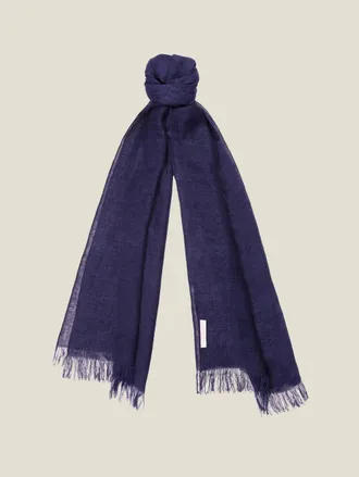 Luca Faloni Navy Blue Linen Scarf