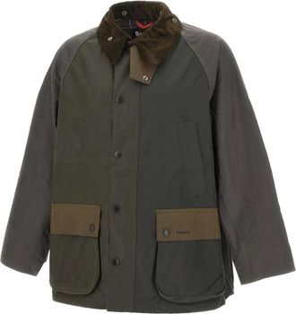 Barbour Jack met ribfluwelen kraag en patchwork - Groen