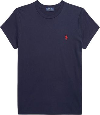 Ralph Lauren Cotton Jersey Crewneck Tee - Dames - T-shirts - Blauw - XS - Katoen - Tops