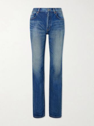 Saint Laurent Jeans Cropped A Gamba Dritta E Vita Alta - Blu