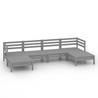 vidaXL Muebles De Jard&iacute;n 6 Piezas Gris Madera De Pino Maciza Vidaxl