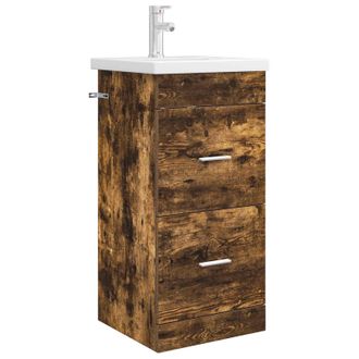 vidaXL Vanidad De Ba&ntilde;o Con Lavabo Roble Ahumado 42 X 40 X 84,5 Cm Vidaxl