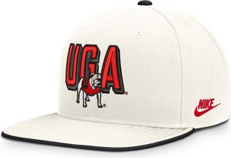 Nike Georgia Legacy Letter & Mascot Pro Nike Mens Dri-FIT College Adjustable Hat in White | NC12422MUGV-207