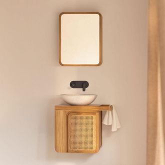 Sklum Conjunto De Mueble De Ba&ntilde;o Suspendido 60x40 Cm En Madera De Teca Georgy Sklum