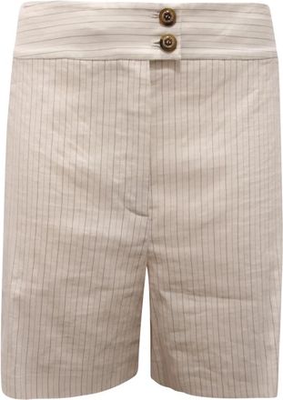 Pinko Linnenmix Bermuda Shorts - Dames - Bermuda - Wit - L - Linnen - Korte Broeken