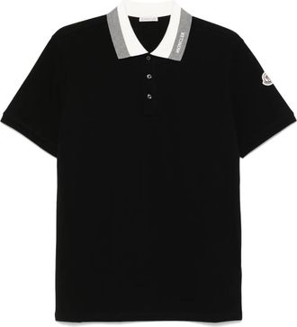Moncler Polo in piqué con ricamo - Nero