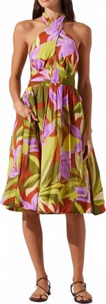 Astr Kalia Dress In Green Rust Floral