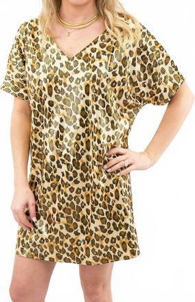 Adrienne Metallic Shift Dress In Cheetah