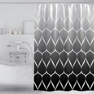 OEM Cortina De Ducha, Cortina De Ducha De Poli&eacute;ster, Tejido Impermeable, Lavable A M&aacute;quina, Negro Gris, 180 X 180 Cm