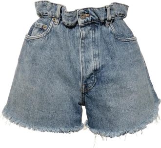 Miu Miu Shorts denim con logo 2021 - Blu