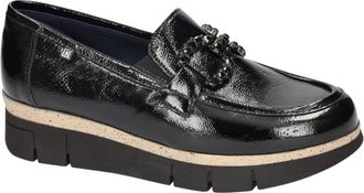 Fluchos Schoenen, Dames, Zwart, 42 EU, Leer, India D9325 Loafer