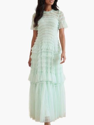 Needle & Thread Valentine Ruffle Maxi Gown in Soft Mint at Nordstrom, Size 14